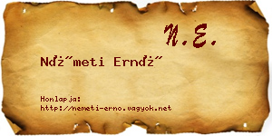 Németi Ernő névjegykártya